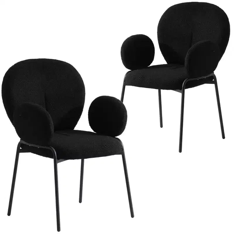 Chaises de salle à manger avec accoudoirs et cadre noir, lot de 2, confortables, élégantes et modernes, pour la salle à manger et la cuisine