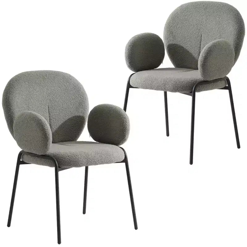 Chaises de salle à manger avec accoudoirs et cadre noir, lot de 2, confortables, élégantes et modernes, pour la salle à manger et la cuisine