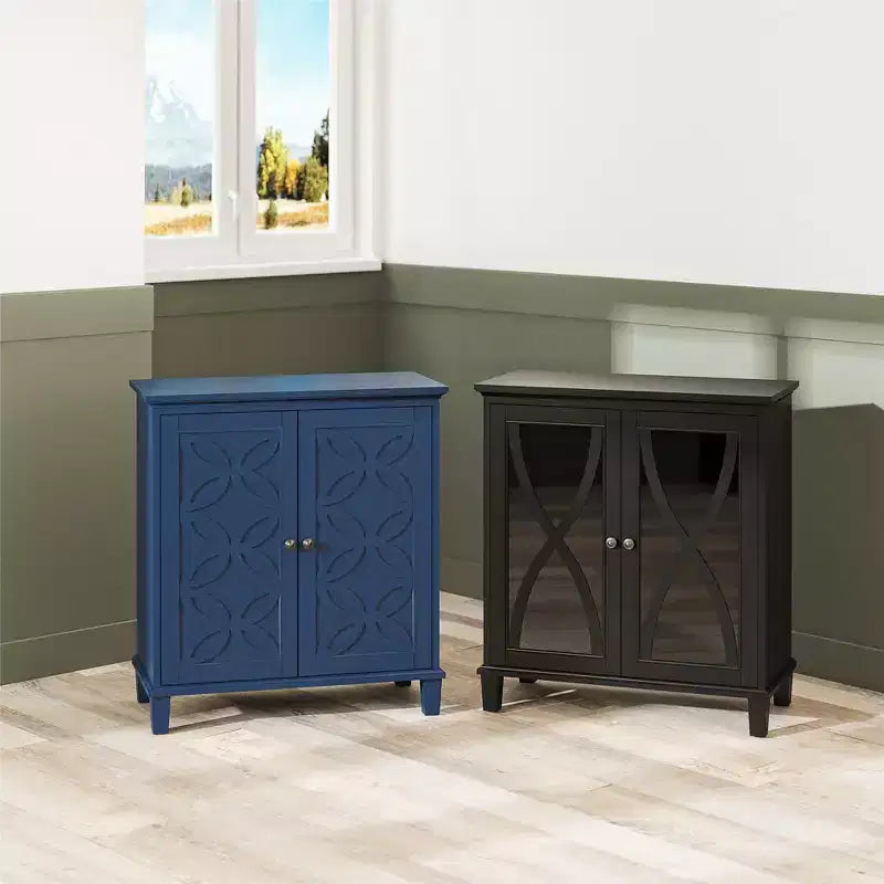 Meuble d’appoint de style nordique avec portes en verre