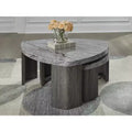Table basse gigogne moderne avec plateau en faux marbre, grise