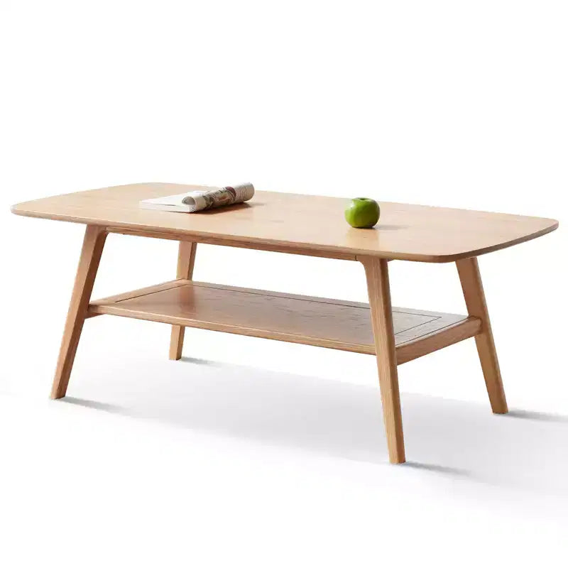 Bout de canapé en bois massif avec étagère de rangement pour le salon