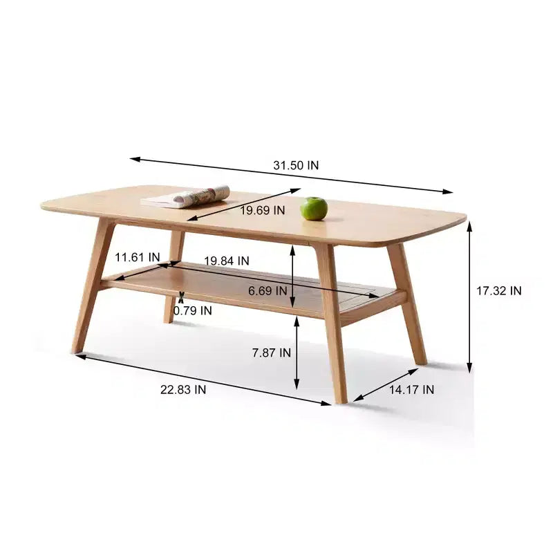 Bout de canapé en bois massif avec étagère de rangement pour le salon