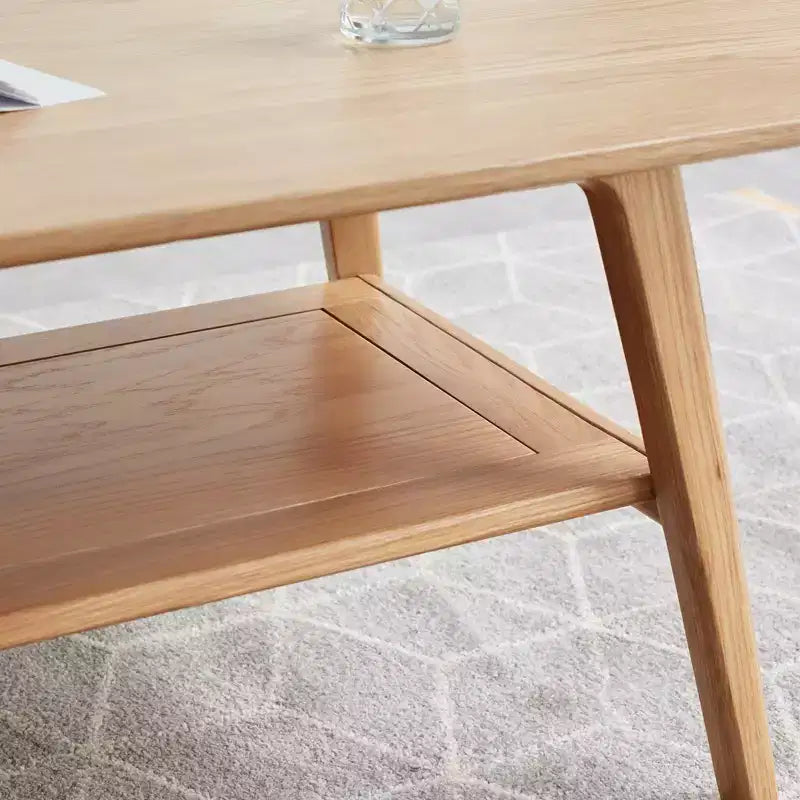 Bout de canapé en bois massif avec étagère de rangement pour le salon