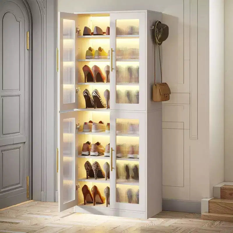 Schuhschrank mit per Fernbedienung steuerbarer LED-Beleuchtung für ein smartes Zuhause
