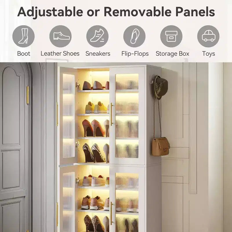Schuhschrank mit per Fernbedienung steuerbarer LED-Beleuchtung für ein smartes Zuhause
