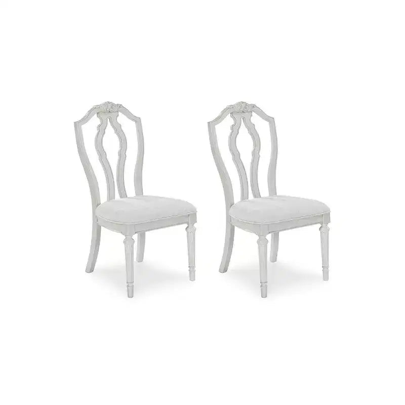 Signature Design by Ashley Montelaine Upholstered Dining Chairs - Vintage-Inspired Antique White (Set of 2)