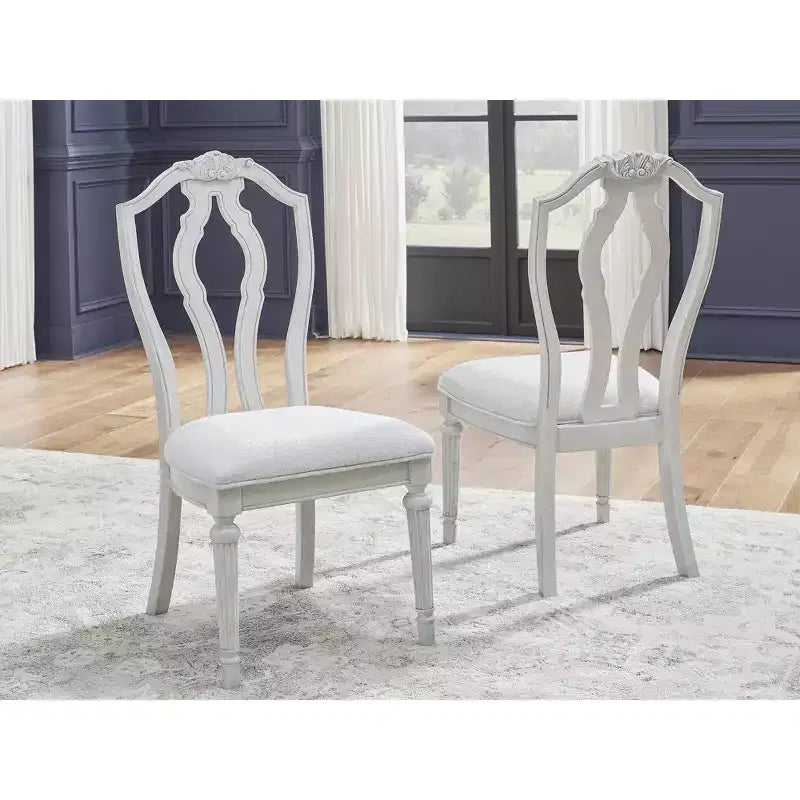 Chaises de salle à manger rembourrées - blanc antique d’inspiration vintage (lot de 2)