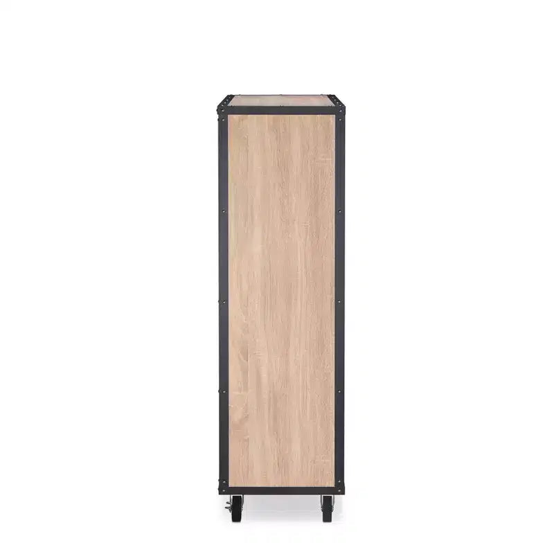 Cómoda de madera con 5 cajones y ruedas