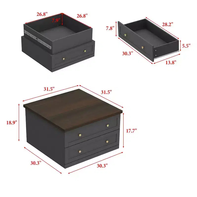 Stilvoller und funktionaler Couchtisch - dunkelgraues Gestell mit brauner Tischplatte, ideal für moderne Wohnzimmer