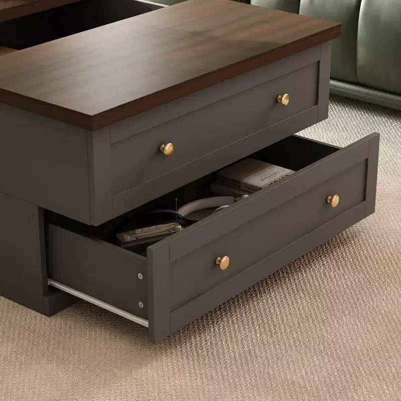 Stilvoller und funktionaler Couchtisch - dunkelgraues Gestell mit brauner Tischplatte, ideal für moderne Wohnzimmer