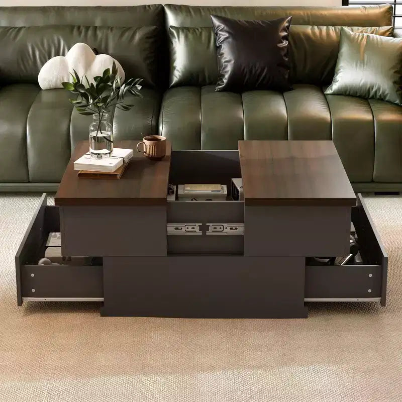 Stilvoller und funktionaler Couchtisch - dunkelgraues Gestell mit brauner Tischplatte, ideal für moderne Wohnzimmer