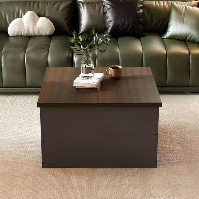 Stilvoller und funktionaler Couchtisch - dunkelgraues Gestell mit brauner Tischplatte, ideal für moderne Wohnzimmer