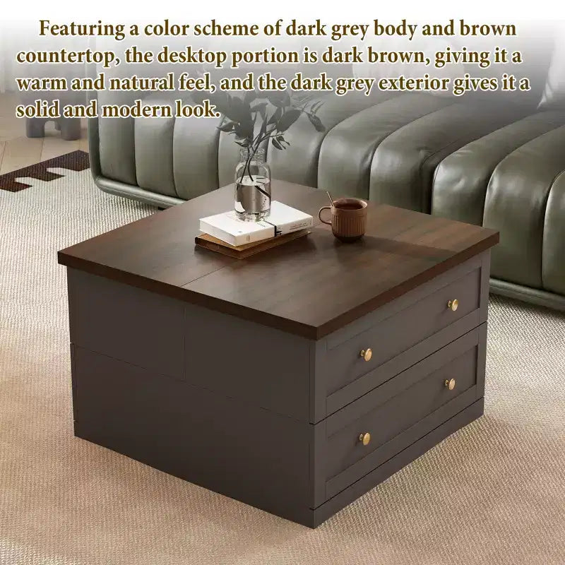 Stilvoller und funktionaler Couchtisch - dunkelgraues Gestell mit brauner Tischplatte, ideal für moderne Wohnzimmer
