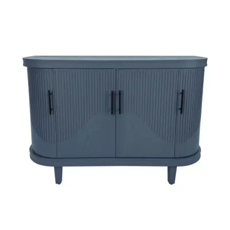 Buffet moderne en arc, meuble de rangement décoratif de 47.2 pouces, table de couloir en bois avec 4 portes et étagères intérieures réglables