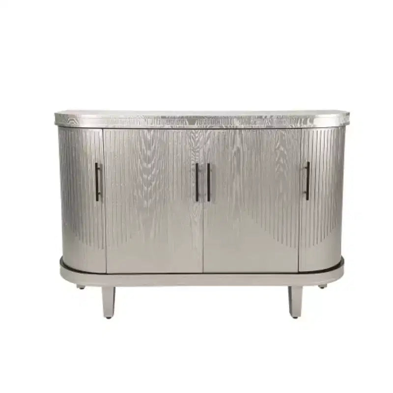 Buffet moderne en arc, meuble de rangement décoratif de 47.2 pouces, table de couloir en bois avec 4 portes et étagères intérieures réglables