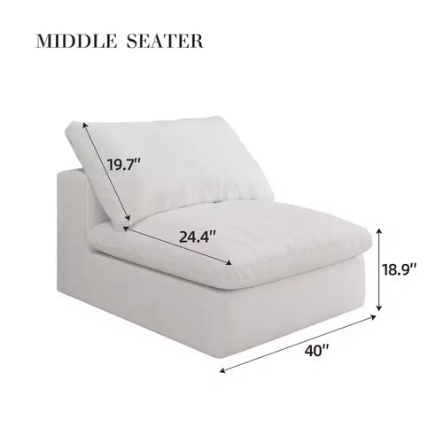 1-teiliges Sofa-Mittelteil in Antikweiß mit Daunenfüllung