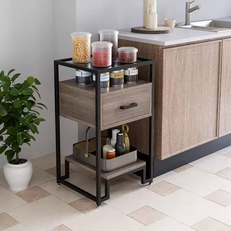 Paquete de 2 mesitas de noche con cajón de almacenamiento y estantes, tablero de vidrio templado y estructura de acero, para dormitorio o residencia estudiantil