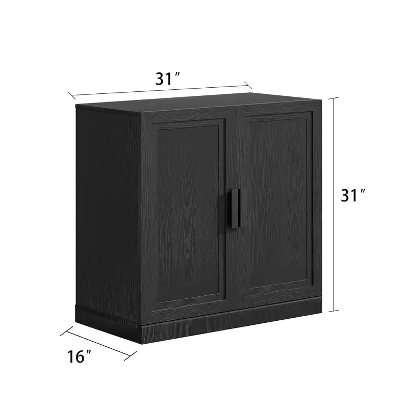 31x62x16 schwarzer Holz-Akzentschrank, Aufbewahrungsorganizer mit verstellbaren Einlegeböden für Küche, Schlafzimmer, Eingangsbereich, Wohnzimmer und Esszimmer