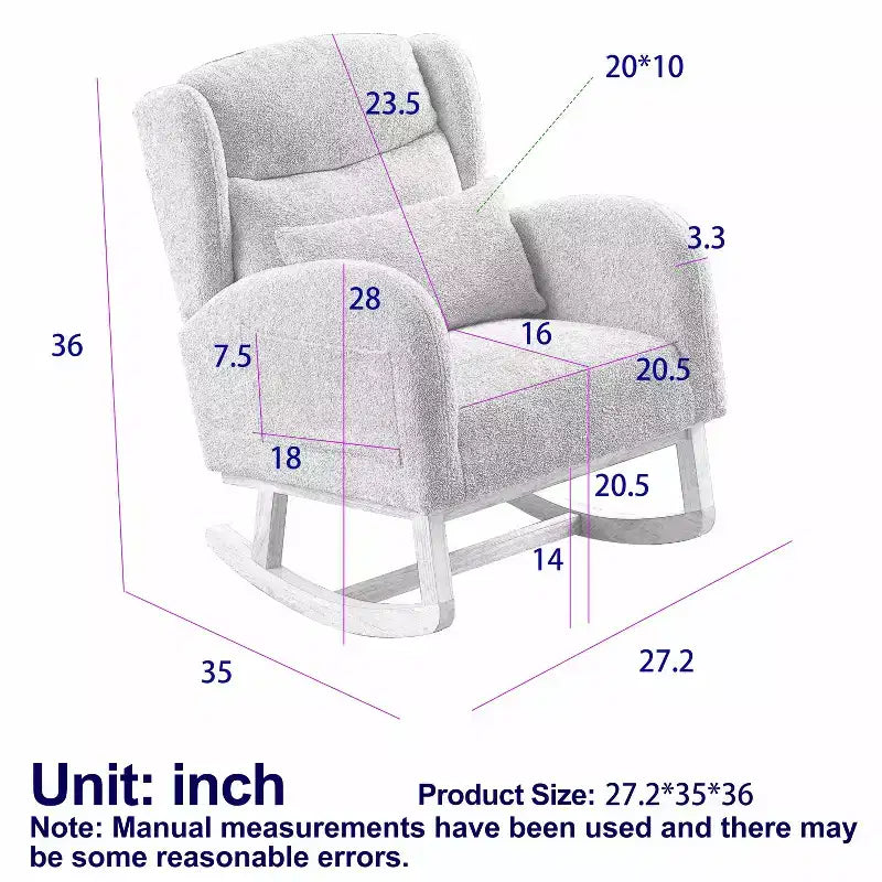 Sillón auxiliar moderno para sala de estar, sillón mecedora moderno de respaldo alto de 27.2W, con dos bolsillos laterales