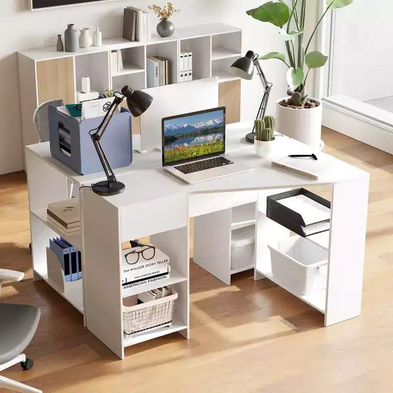 L-förmiger Computertisch mit Schublade und Einlegeböden für das Homeoffice