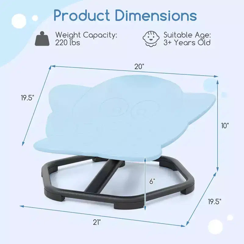 Silla sensorial giratoria infantil con base metálica antideslizante para niños autistas, para interiores y exteriores, elefante azul/rojo