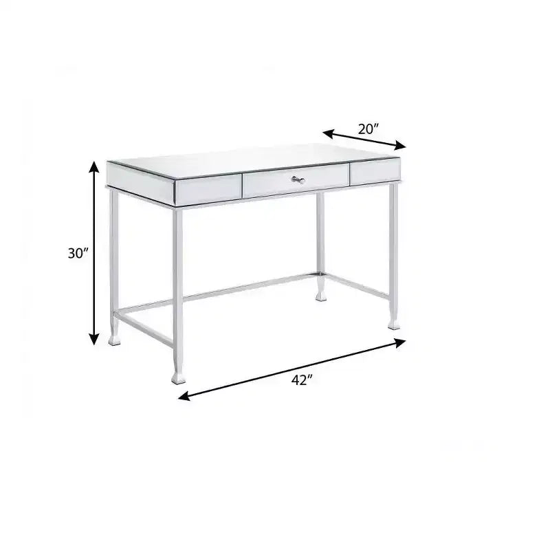 Bureau d’écriture miroir transparent et argenté de 42