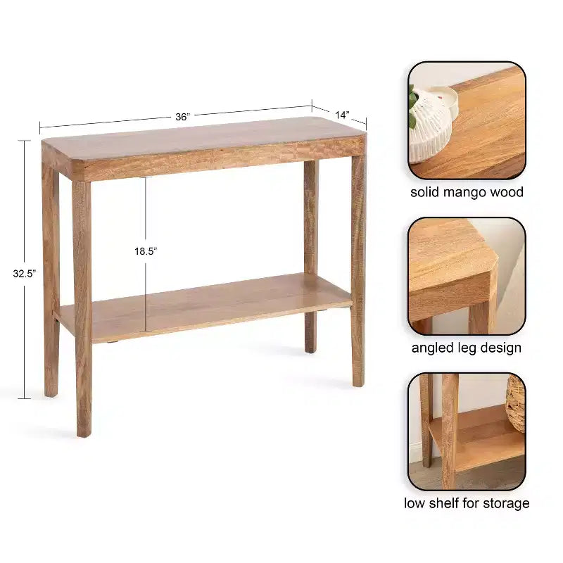 Console en bois, 36x14x33, naturel
