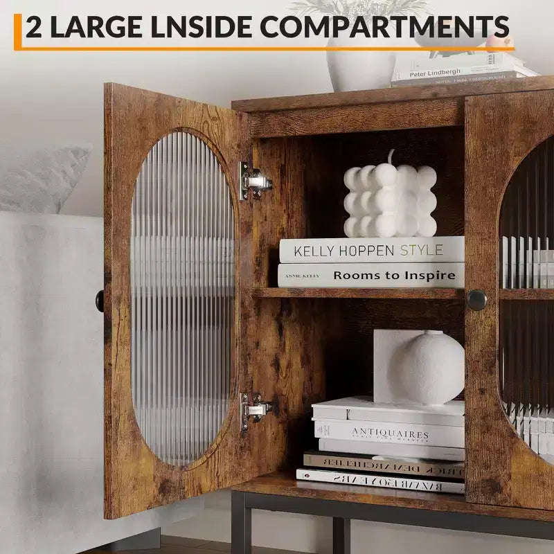 Buffet moderne en rotin avec portes, buffet de rangement en bois pour la salle à manger ou la cuisine, avec pieds métalliques