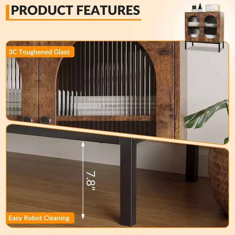 Buffet moderne en rotin avec portes, buffet de rangement en bois pour la salle à manger ou la cuisine, avec pieds métalliques