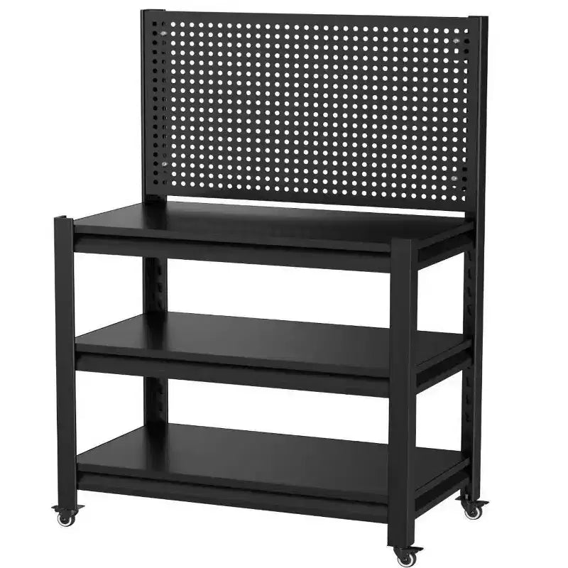Étagère de rangement métallique robuste 18 avec panneau perforé - rayonnage de garage réglable à 3 niveaux et étagère utilitaire industrielle pour la cuisine, le garde-manger et le jardin