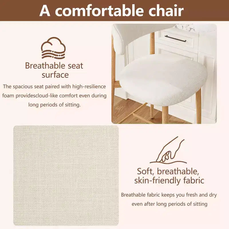Tabourets de comptoir rembourrés en métal de style moderne du milieu du siècle (lot de 2)