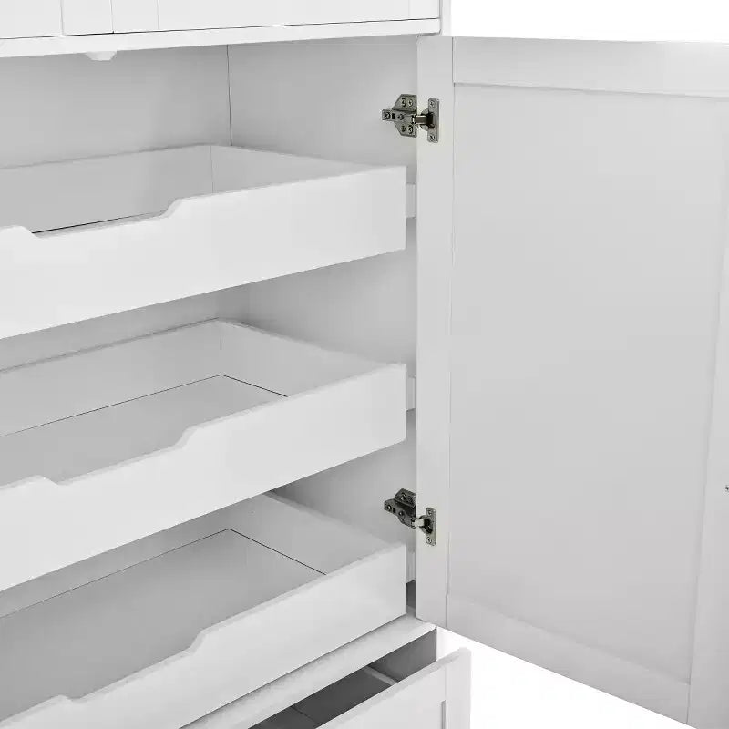 72 Farmhouse-Küchenschrank, freistehender Vorratsschrank mit Schubladen, ausziehbaren Ablagen und Stauraum für Kuchenformen