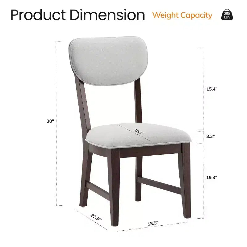 Chaises de salle à manger en bois massif avec dossier ergonomique et coussin épais de 3.3, pour la salle à manger et le salon