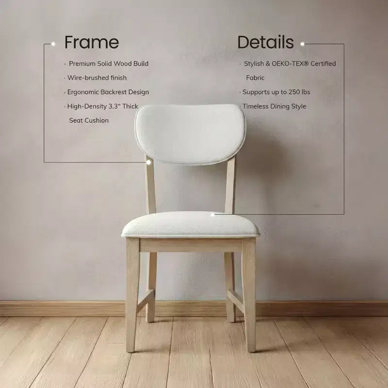 Chaises de salle à manger en bois massif avec dossier ergonomique et coussin épais de 3.3, pour la salle à manger et le salon