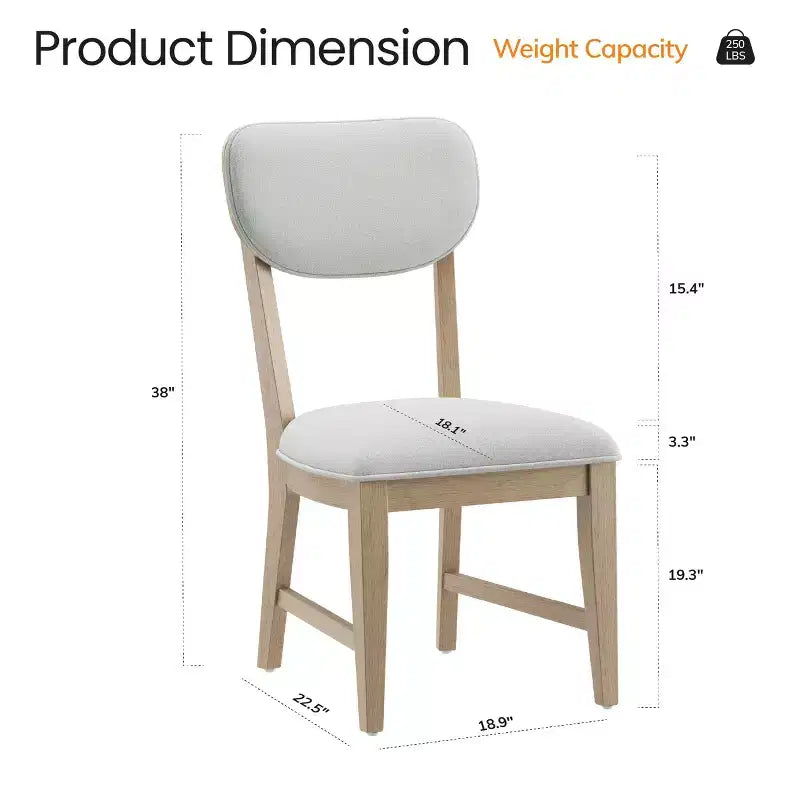 Chaises de salle à manger en bois massif avec dossier ergonomique et coussin épais de 3.3, pour la salle à manger et le salon