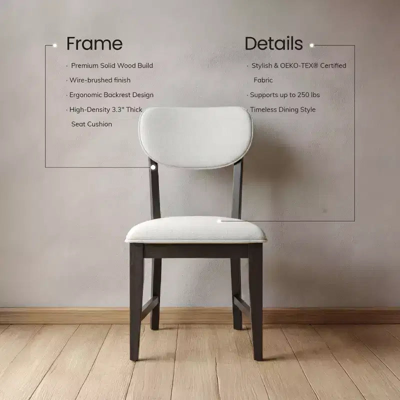 Chaises de salle à manger en bois massif avec dossier ergonomique et coussin épais de 3.3, pour la salle à manger et le salon