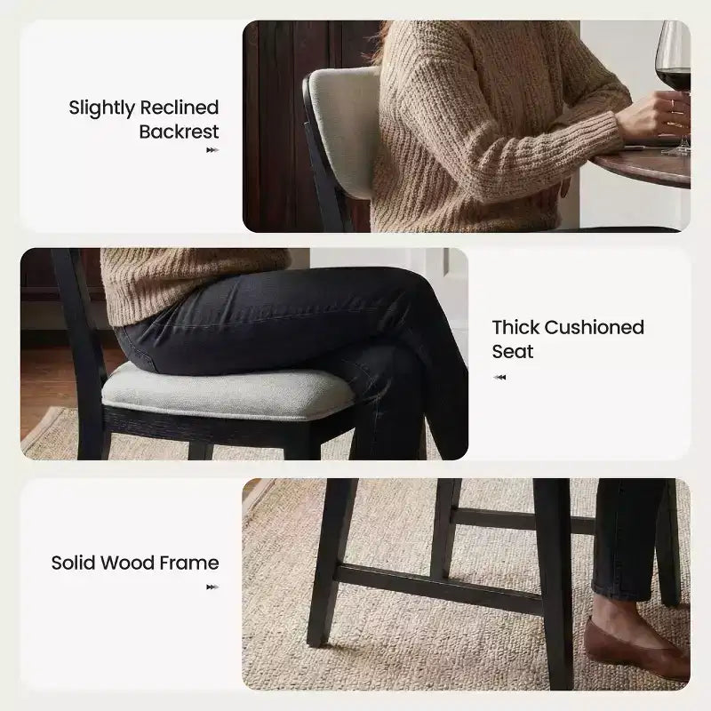 Chaises de salle à manger en bois massif avec dossier ergonomique et coussin épais de 3.3, pour la salle à manger et le salon