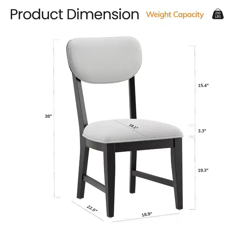 Chaises de salle à manger en bois massif avec dossier ergonomique et coussin épais de 3.3, pour la salle à manger et le salon