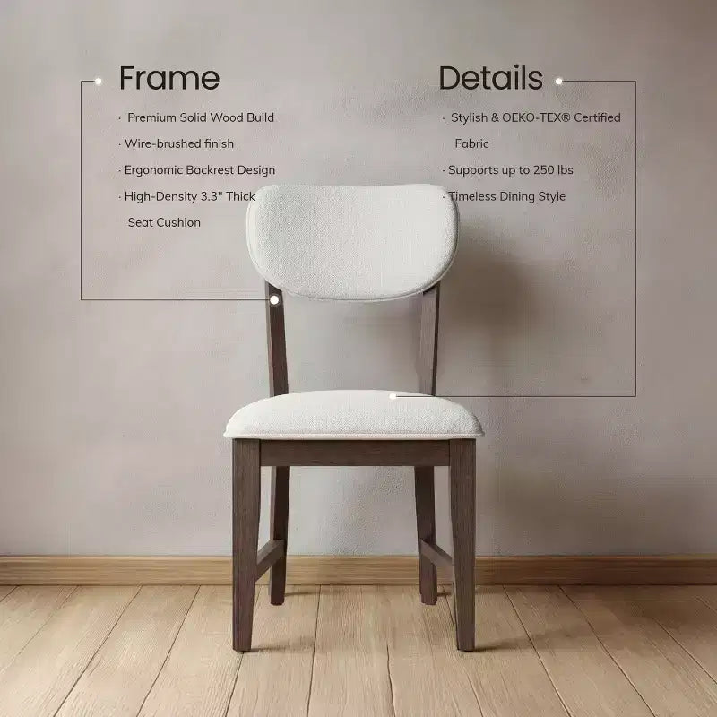 Chaises de salle à manger en bois massif avec dossier ergonomique et coussin épais de 3.3, pour la salle à manger et le salon