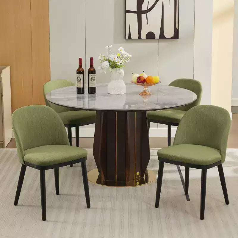 Set mit 2 modernen Esszimmerstühlen aus Stoff, gepolsterte Stühle mit geschwungener Rückenlehne und Holzbeinen, bequeme Sitzgelegenheiten für Esszimmer und Küche