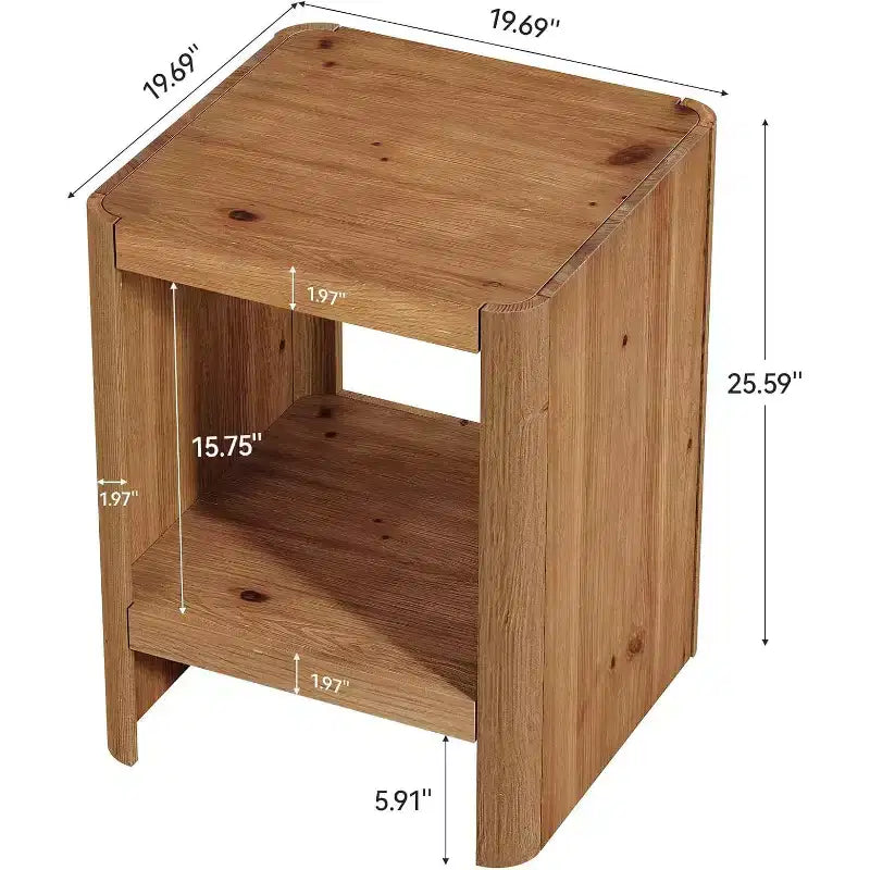 Bout de canapé en bois massif, petite table d’appoint à 2 niveaux avec étagère de rangement ouverte pour le salon et les petits espaces, montage facile