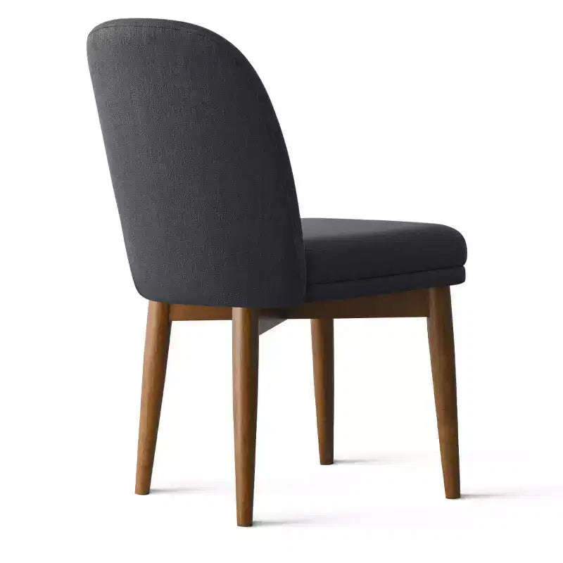 Set mit 2 modernen gepolsterten Esszimmerstühlen, armlose Küchenstühle aus Leinenmischgewebe mit Beinen aus massivem Gummibaumholz, für das Esszimmer