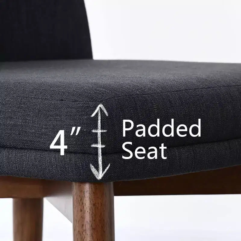 Set mit 2 modernen gepolsterten Esszimmerstühlen, armlose Küchenstühle aus Leinenmischgewebe mit Beinen aus massivem Gummibaumholz, für das Esszimmer