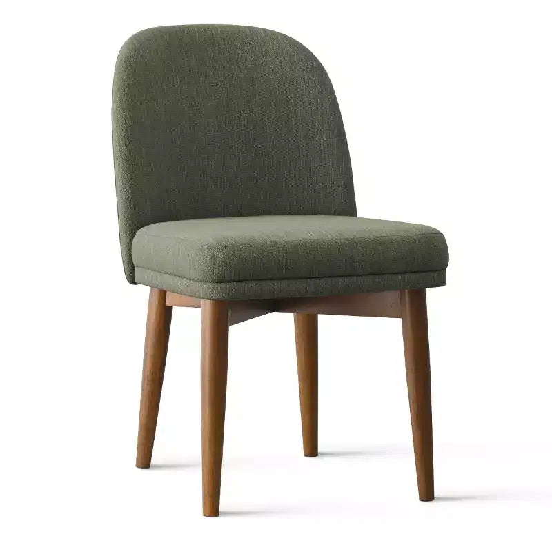 Set mit 2 modernen gepolsterten Esszimmerstühlen, armlose Küchenstühle aus Leinenmischgewebe mit Beinen aus massivem Gummibaumholz, für das Esszimmer