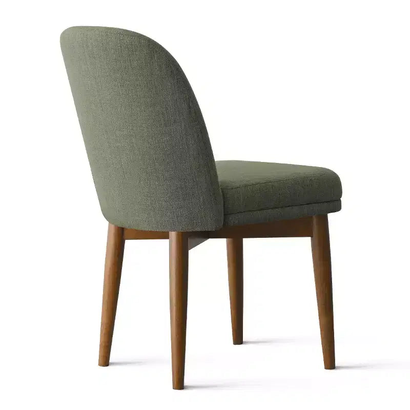 Set mit 2 modernen gepolsterten Esszimmerstühlen, armlose Küchenstühle aus Leinenmischgewebe mit Beinen aus massivem Gummibaumholz, für das Esszimmer