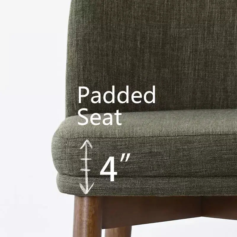 Set mit 2 modernen gepolsterten Esszimmerstühlen, armlose Küchenstühle aus Leinenmischgewebe mit Beinen aus massivem Gummibaumholz, für das Esszimmer