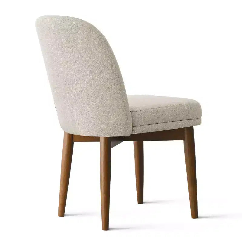 Set mit 2 modernen gepolsterten Esszimmerstühlen, armlose Küchenstühle aus Leinenmischgewebe mit Beinen aus massivem Gummibaumholz, für das Esszimmer
