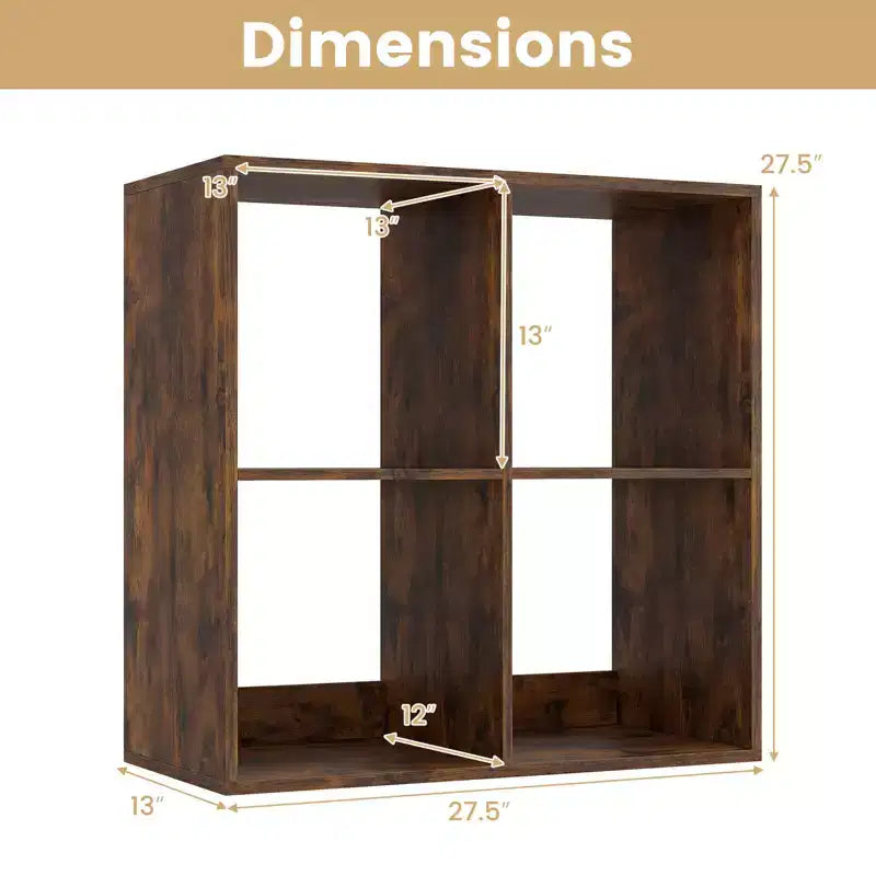 Estantería abierta de 4 cubos con kits antivuelco, estante de almacenamiento de estilo moderno para el hogar, negro/blanco/natural/marrón