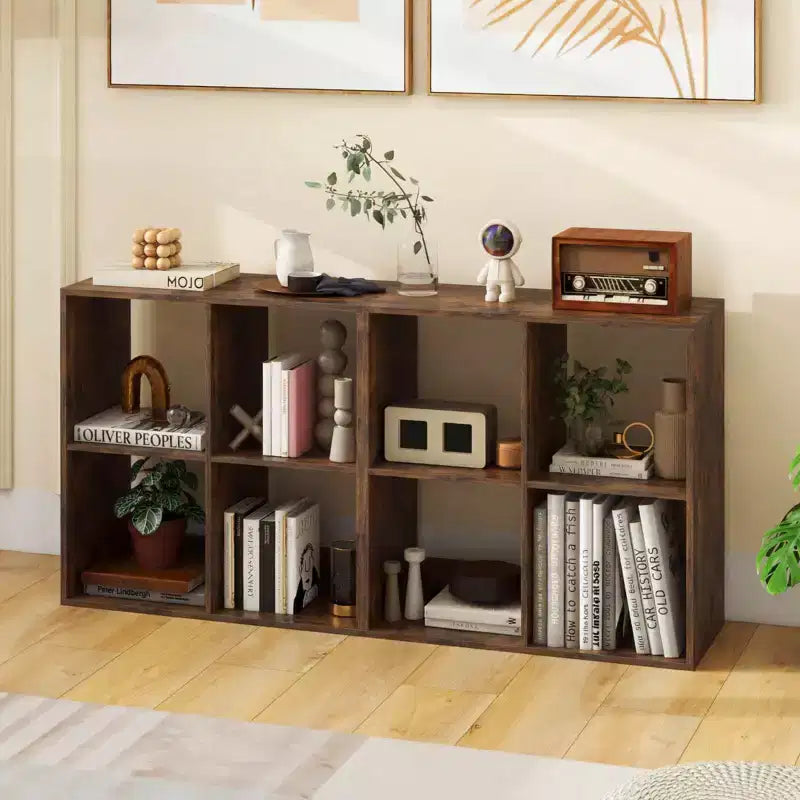 Estantería abierta de 4 cubos con kits antivuelco, estante de almacenamiento de estilo moderno para el hogar, negro/blanco/natural/marrón