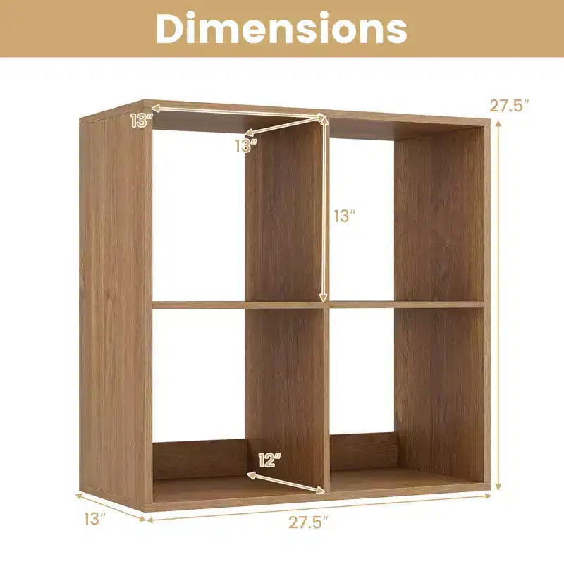 Estantería abierta de 4 cubos con kits antivuelco, estante de almacenamiento de estilo moderno para el hogar, negro/blanco/natural/marrón